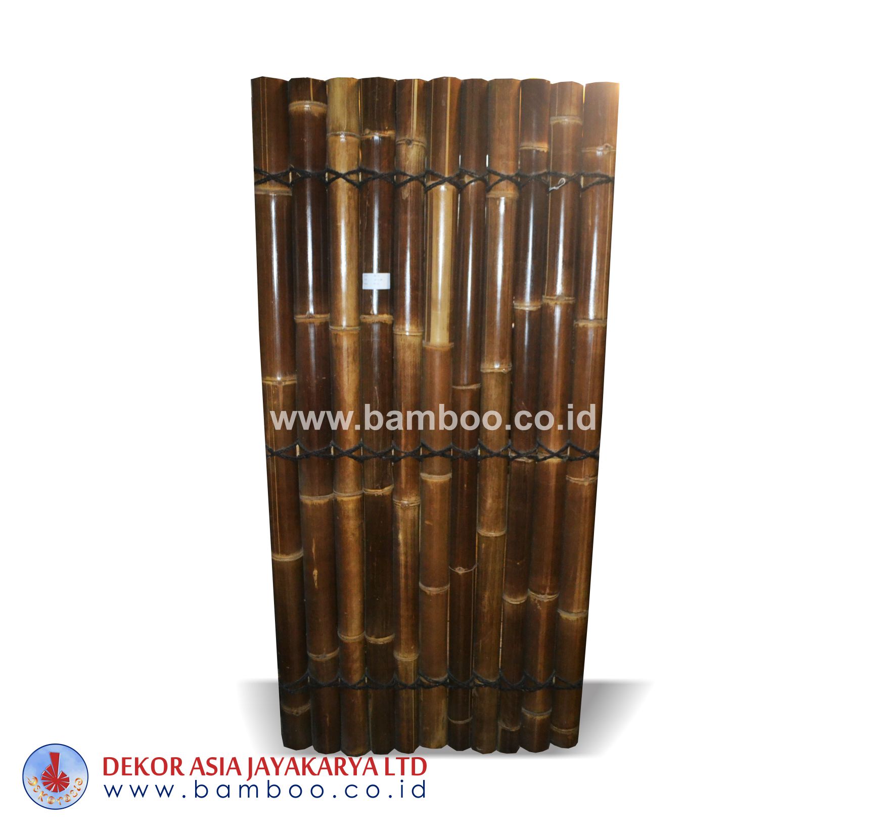 Black half bamboo fence 3 back slats black coco rope